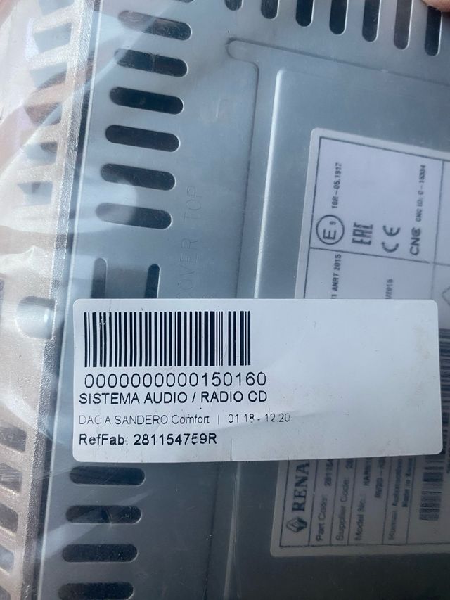 RadioCD Dacia Sandero II Bluetooth USB  CON CODIGO