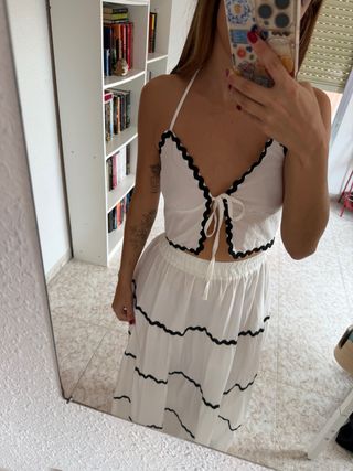 Conjunto top y falda larga blanco