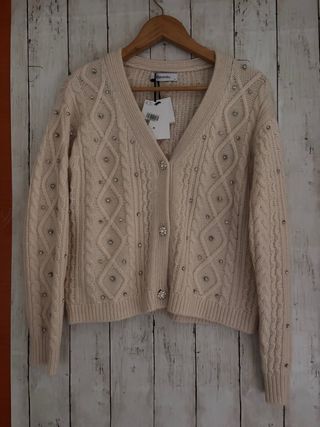 Jersey Tintoreto Beige Talla M con Pedrería