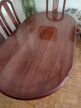Mesa de comedor extensible de madera y 6 sillas