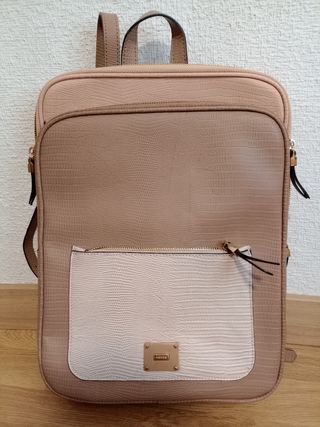 Bolso/Mochila Parfois Beige y Blanco