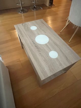 Mesa de centro elevable madera y cristal