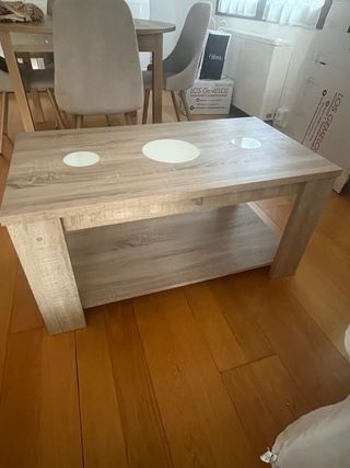 Mesa de centro elevable madera y cristal