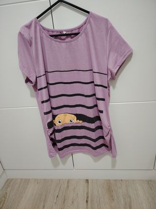 Camiseta Maternidad Rayas Bebé Talla L