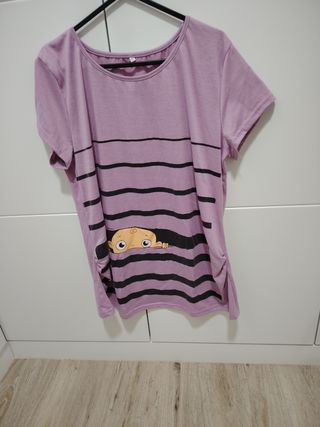 Camiseta Maternidad Rayas Bebé Talla L