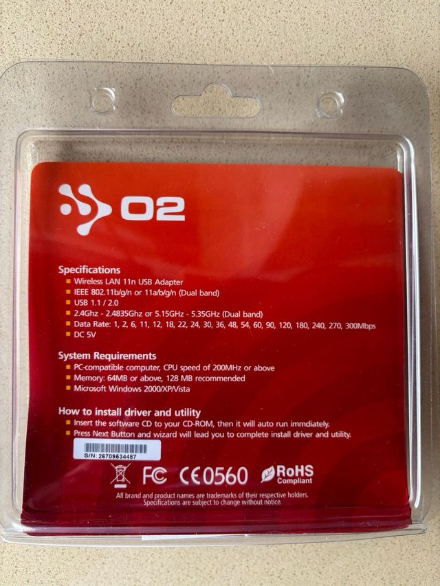 Adaptador Wi-Fi USB O2-WL600 Wireless 11n