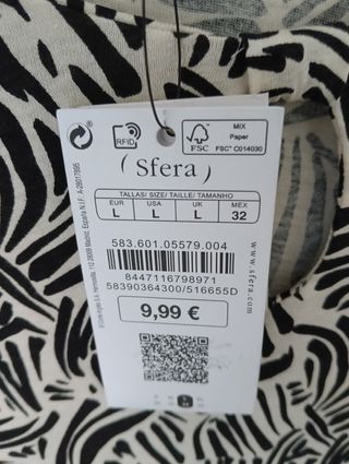 Camiseta SFERA  manga larga.