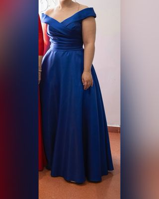Vestido invitada boda azul Alma Couture