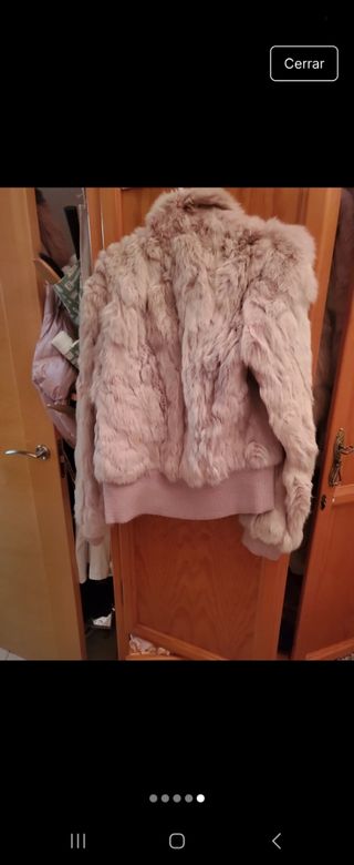 Chaqueta pelo conejo rosa empolvado talla m 
