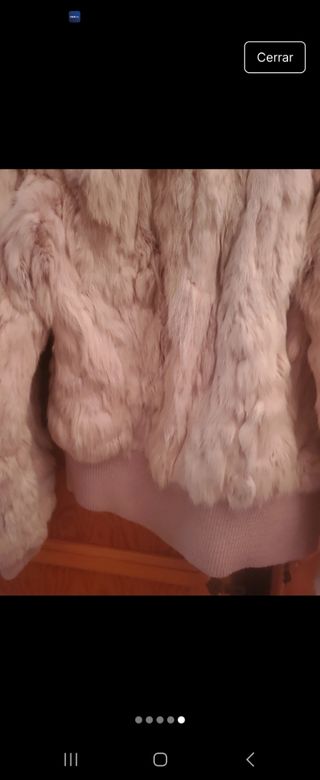 Chaqueta pelo conejo rosa empolvado talla m 