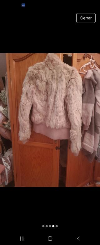 Chaqueta pelo conejo rosa empolvado talla m 