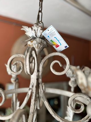 Lámpara colgante vintage metal blanco y oro