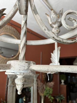 Lámpara colgante vintage metal blanco y oro