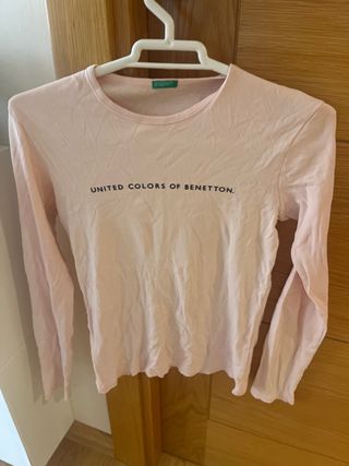 United Colors of Benetton Camiseta Rosa Manga Larg