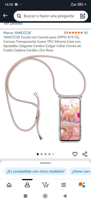 Custodia OPPO A73 5G con cavo rosa