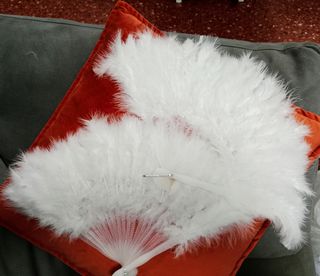 2 Abanicos Plumas Blancos