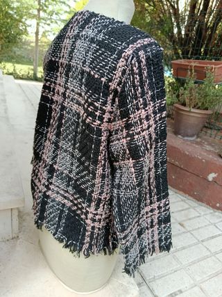 Jersey Zara cuadros negro y rosa