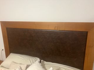 Testata letto in legno e pelle