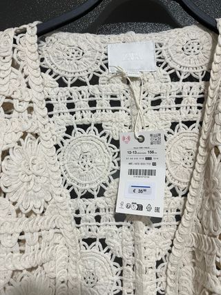 Chaqueta Zara Crochet Beige Talla Única