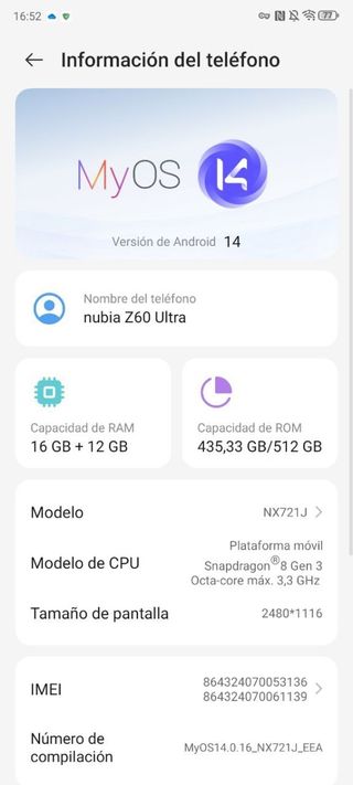 Smartphone nubia Z60 Ultra 16gb/512gb