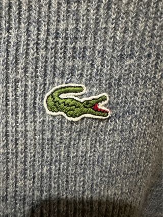 Jersey Lacoste Lana Gris Claro Logo Verde