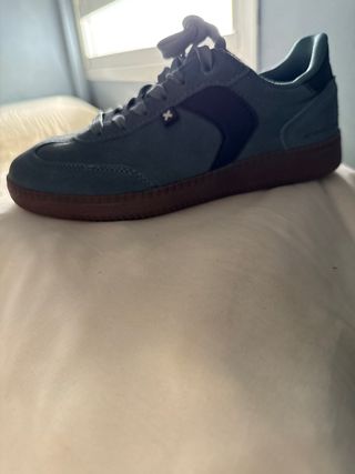 Zapatos azules y marrones