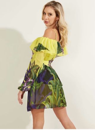Vestido Mini Guess Morado y Amarillo