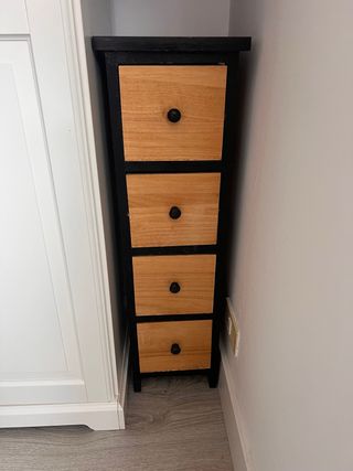 Cajonera estrecha madera y metal