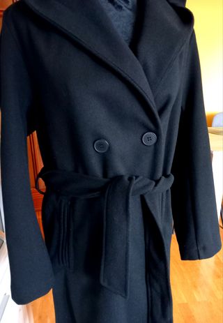 Abrigo capucha Zara Mujer Negro Talla S/M