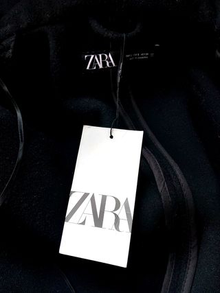 Abrigo capucha Zara Mujer Negro Talla S/M