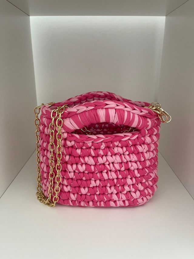 Borsa uncinetto fatta a mano rosa