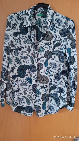 Camisa Benetton Mujer Talla 42 Estampada