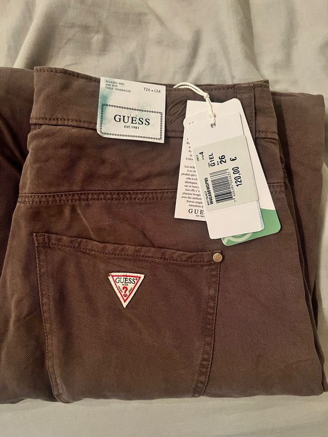 Jeans Palazzo Marrones Guess Mujer Talla 26