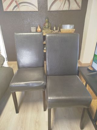 Juego de 2 sillas de comedor de piel