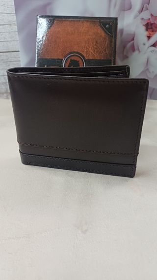 Cartera Billetera Piel Hombre Targetero Marrón