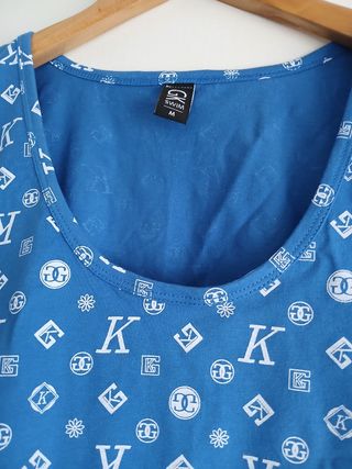 Camiseta sin mangas hombre azul y blanco