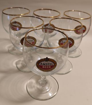6 bicchieri da birra Amstel Beer Vintage Gold
