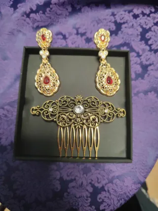 Lote pendientes y peineta baturra