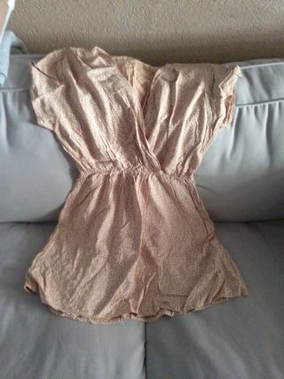 Vestido corto estampado beige