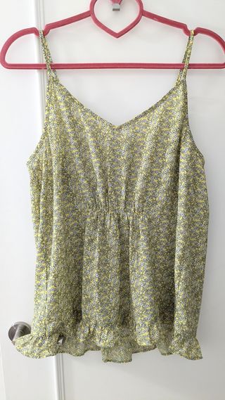 Top tirantes Benetton floral amarillo Talla XL