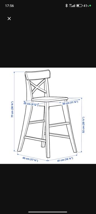 Silla alta Ingolf Ikea madera blanca