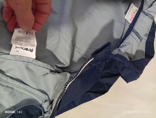 Giubbotto Prenatal blu con cappuccio