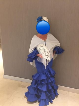 Vestido Sevillana Azul con Volantes
