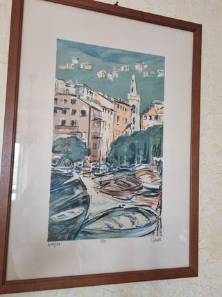 Quadro dipinto a mano con barche