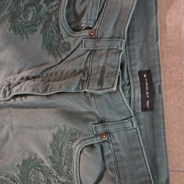 Jeans Etro Verdi Ricamati