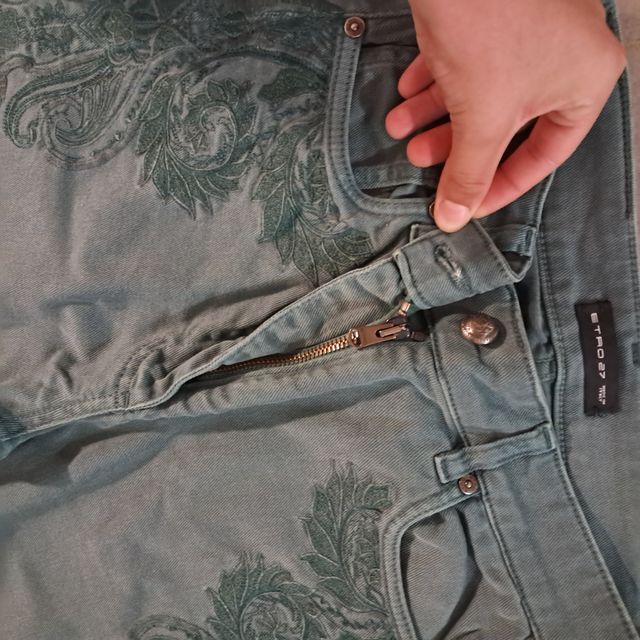 Jeans Etro Verdi Ricamati