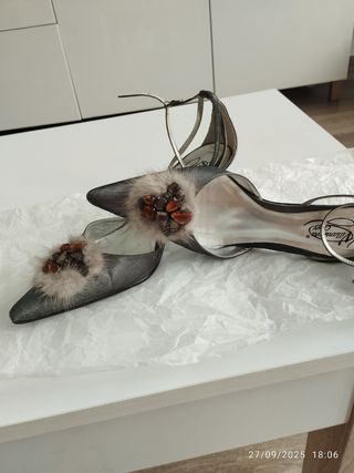 Zapatos raso gris de fiesta/boda