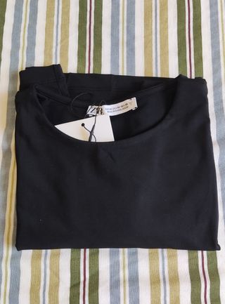 Crop top negro, S-M, Zara