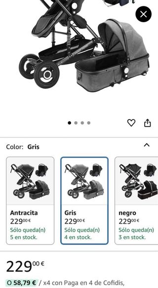 Carrito bebé Naf Naf gris