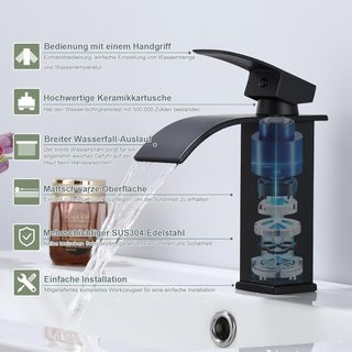 ✓ Grifo de Baño Negro Mate